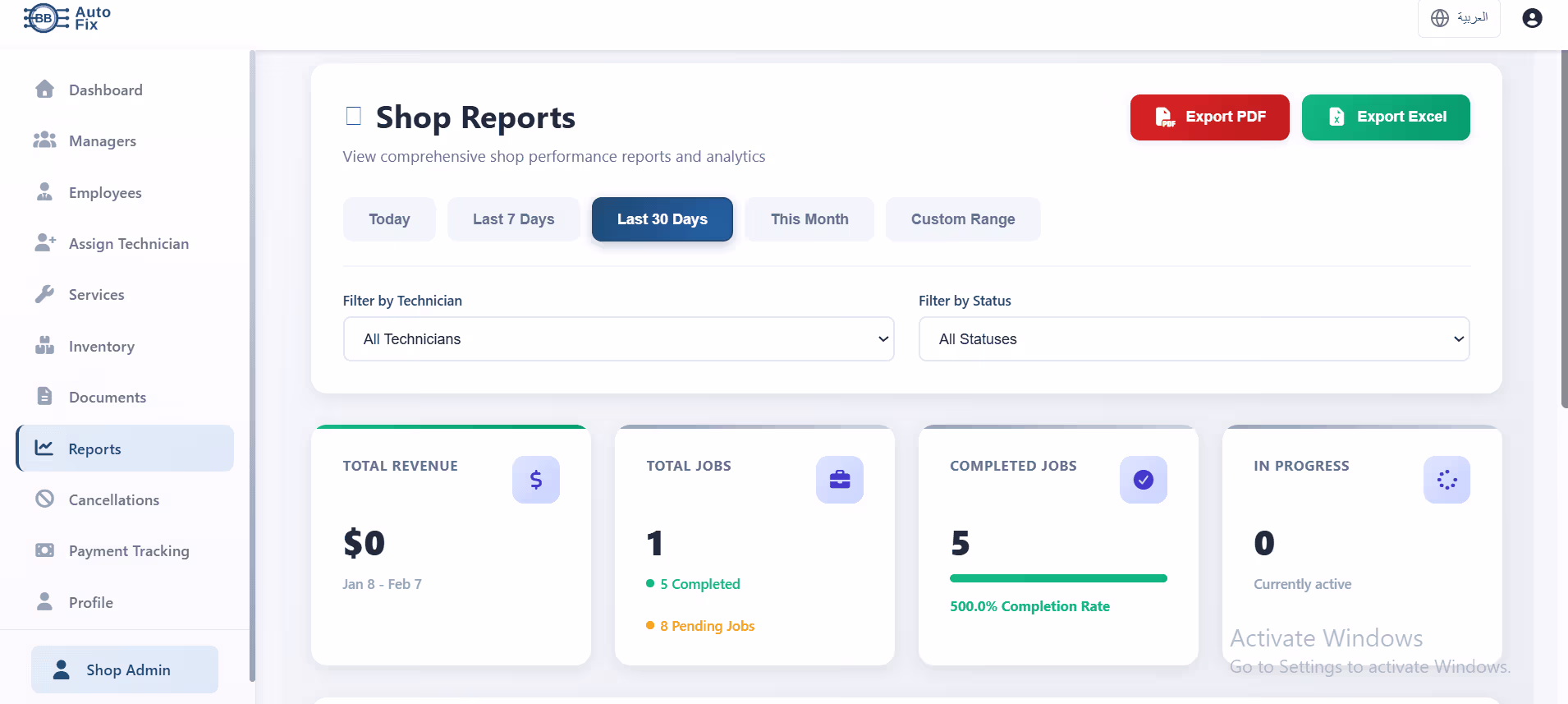 Shop Reports