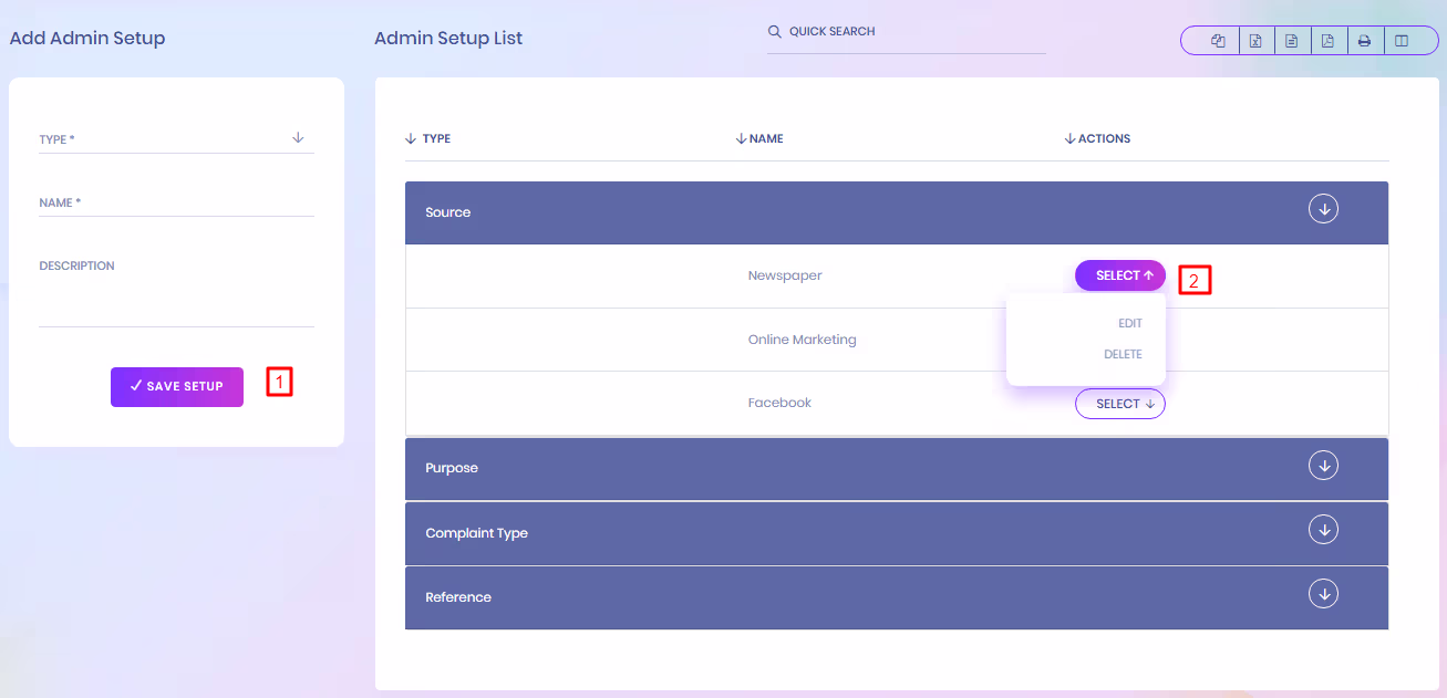 Admin Setup