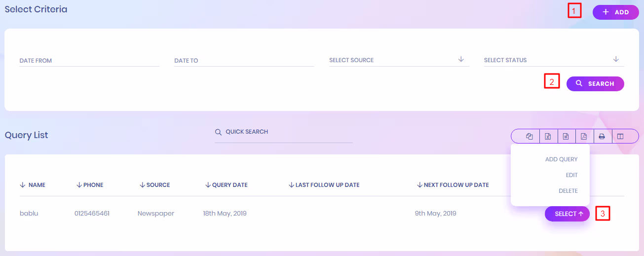 Admission Query