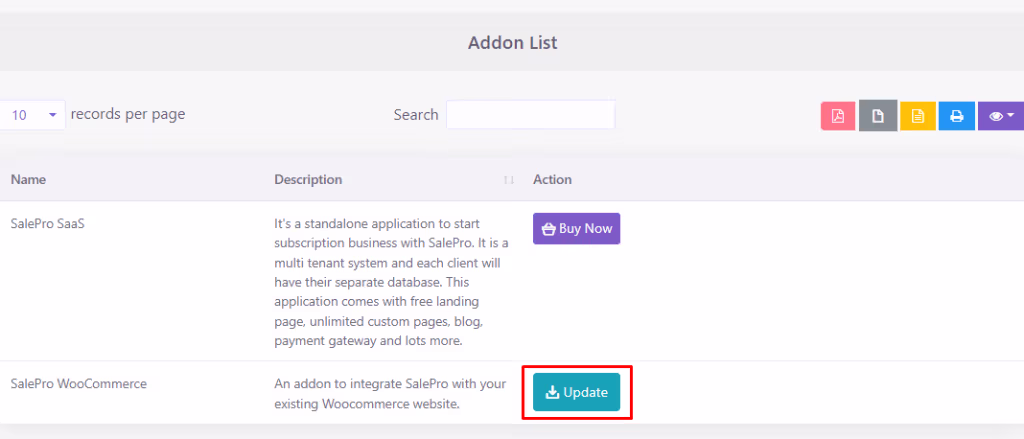 WooCommerce Addon Update