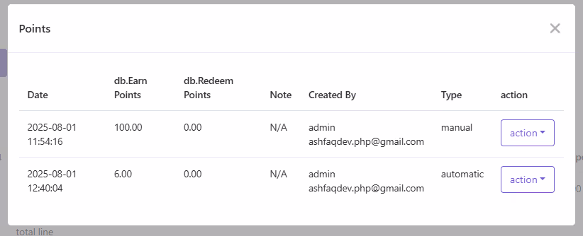 Customer Point Modal