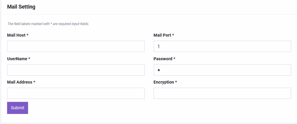 Mail Settings Form